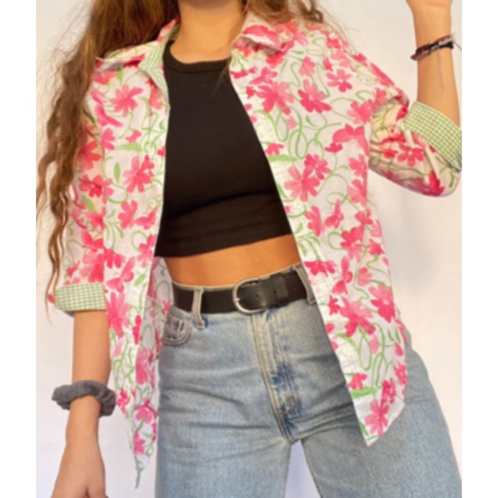 Floral Button Up Collared Blouse